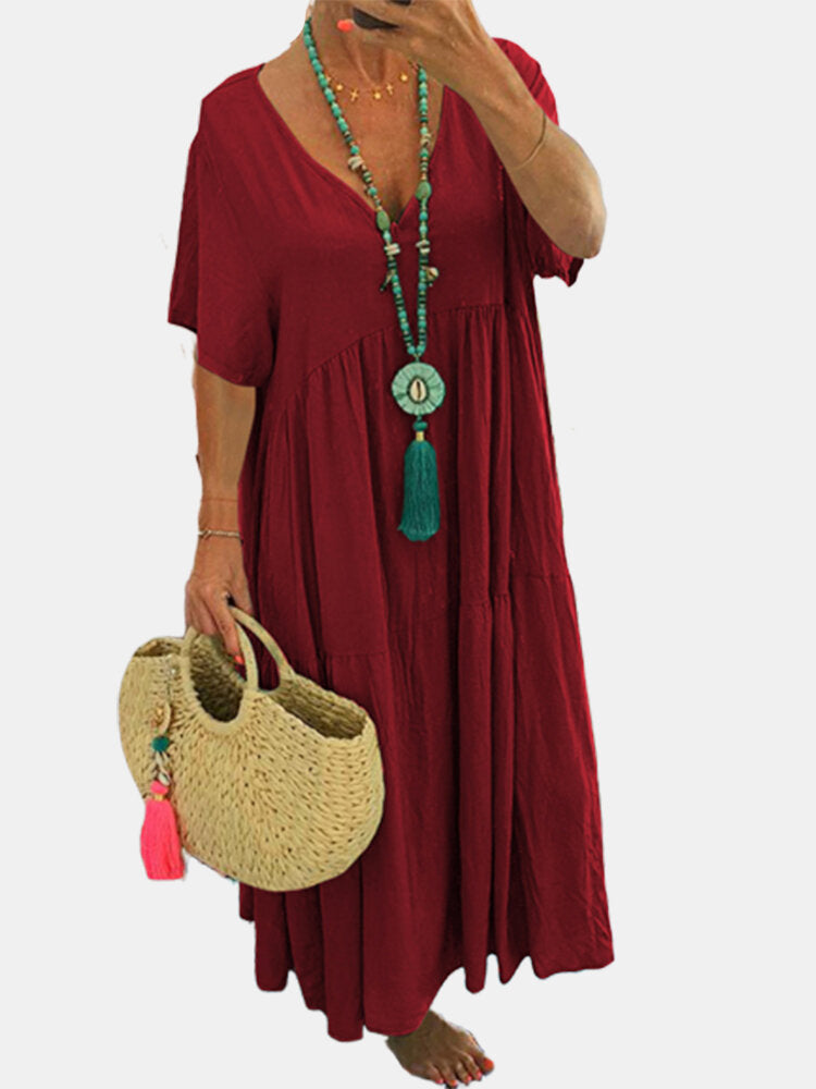 👗 Robe Trapèze Multicolore Grande Taille – Coupe Asymétrique & Style Fluide