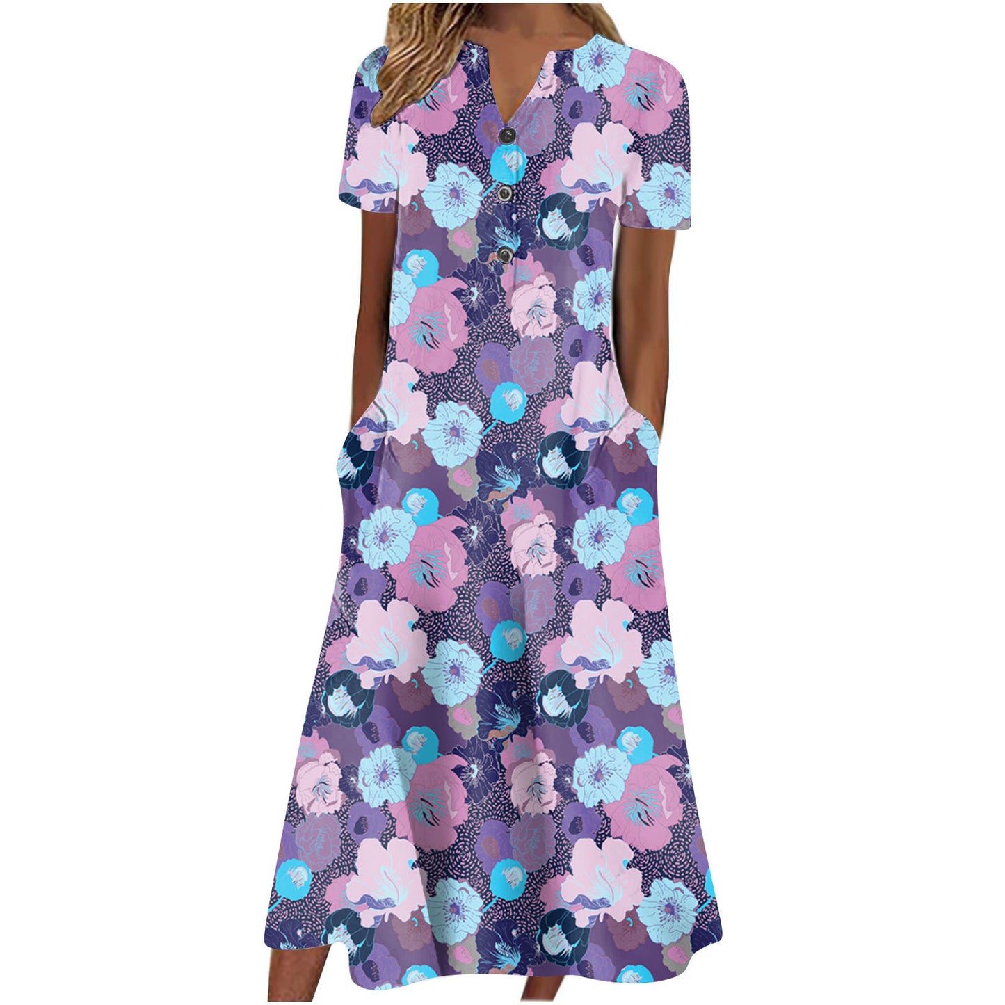 👗 Robe Été Midi Décontractée avec Poches – Manches Courtes ou Longues | XL-Charmes