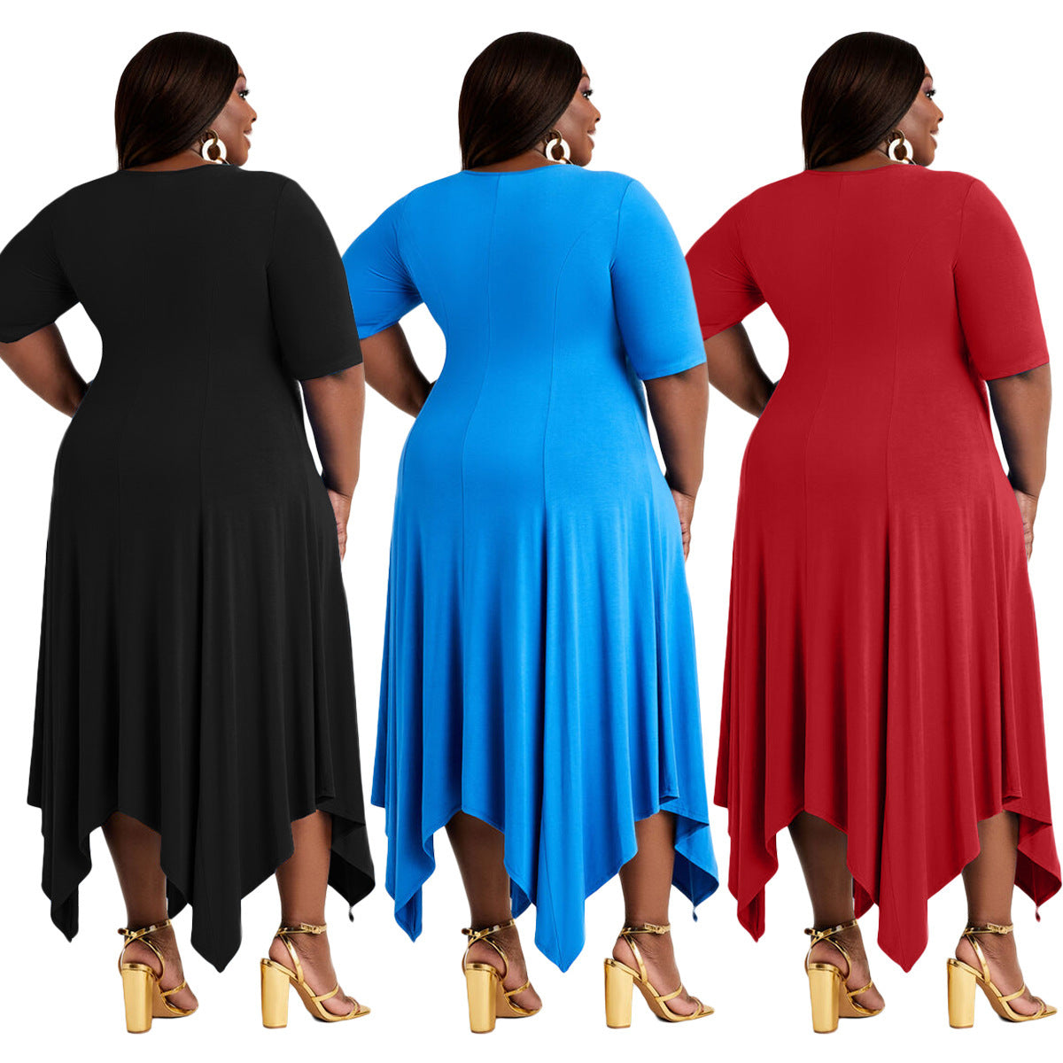 👗 Robe irrégulière grande taille – Style européen & américain chic | XL-Charmes
