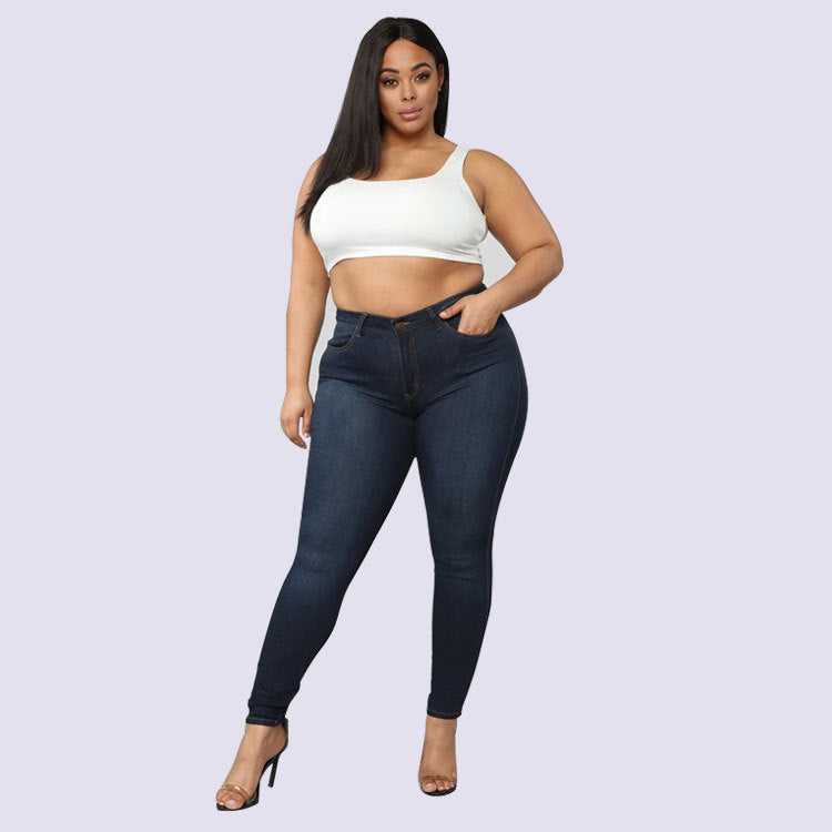 👖 Pantalon Crayon Denim Stretch – Grande Taille Femme | XL-Charmes