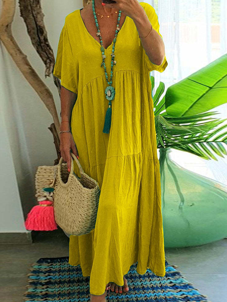 👗 Robe Trapèze Multicolore Grande Taille – Coupe Asymétrique & Style Fluide