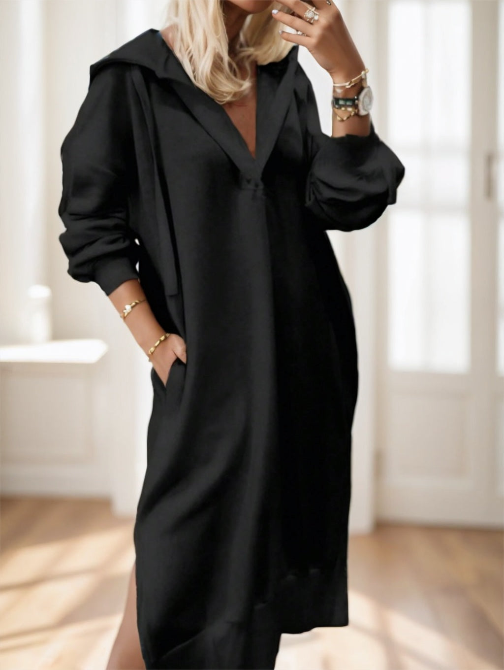 👗 Robe Unie Femme – Décolleté & Bretelles Fines