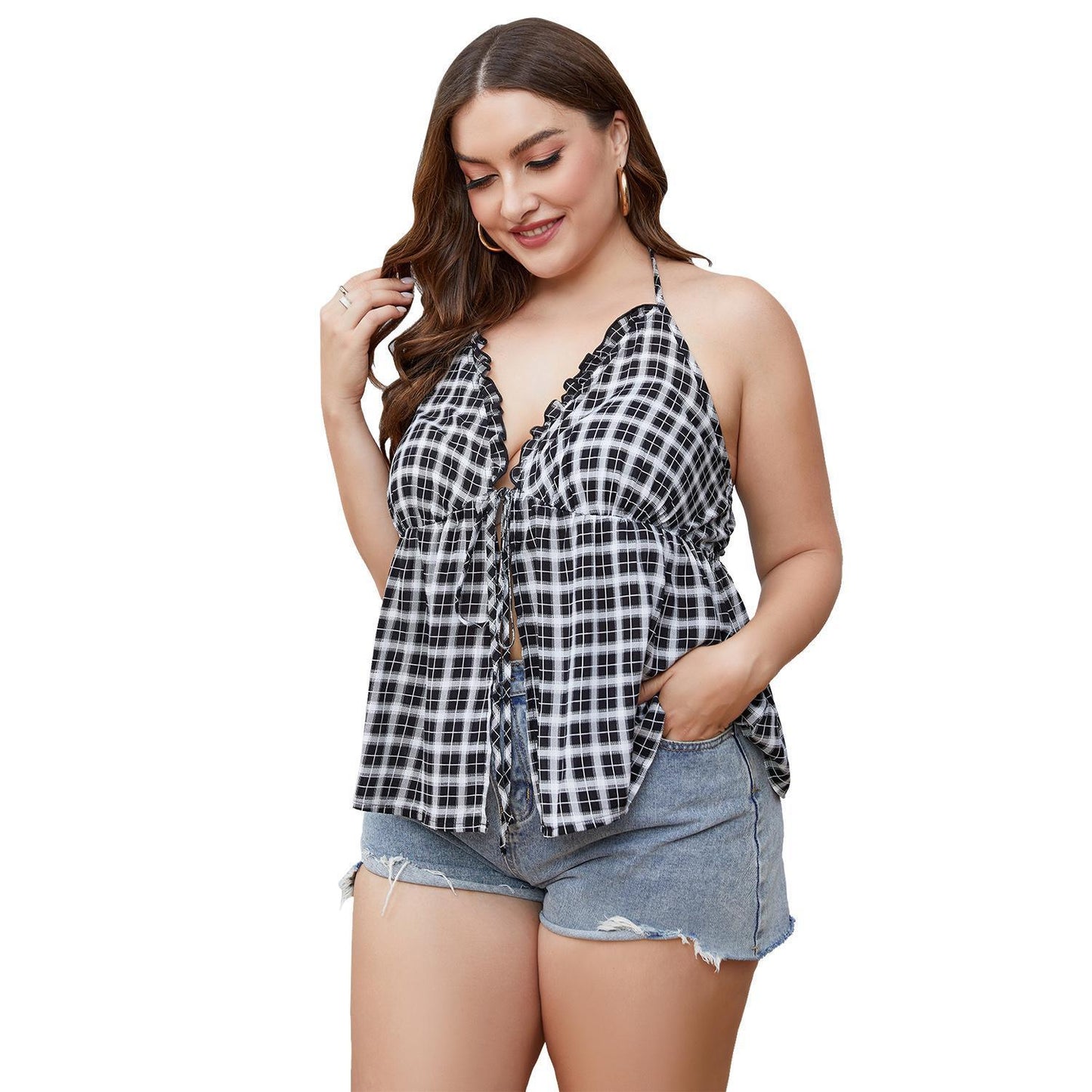 👚 Haut tube à carreaux grande taille femme – Été léger & urbain | XL-Charmes