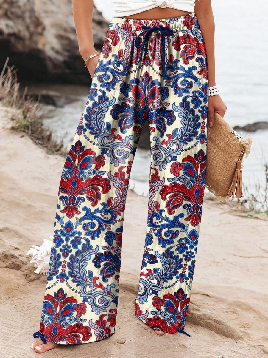 👖 Pantalon Décontracté Femme – Jambes Larges & Imprimé Graffiti | XL-Charmes