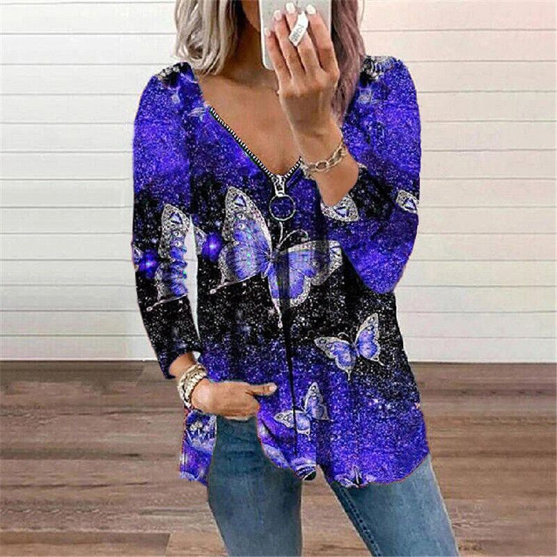 👚 Haut Papillon à Manches Longues – Grande Taille Femme | XL-Charmes