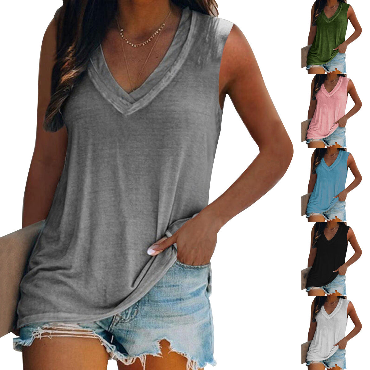 👚 Gilet Femme Col V Uni – Style Urbain Décontracté | XL-Charmes