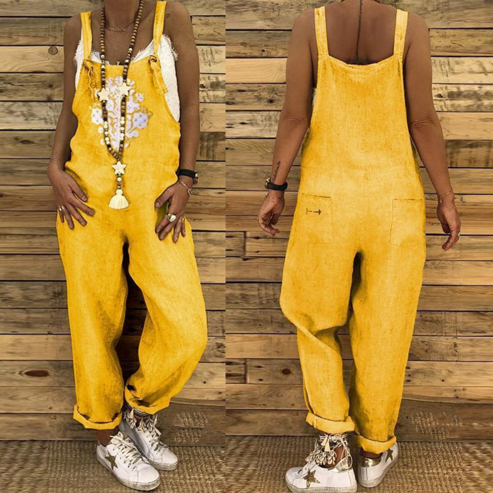 🩳 Salopette Femme Imprimée – Coton & Lin Grande Taille Été 2024