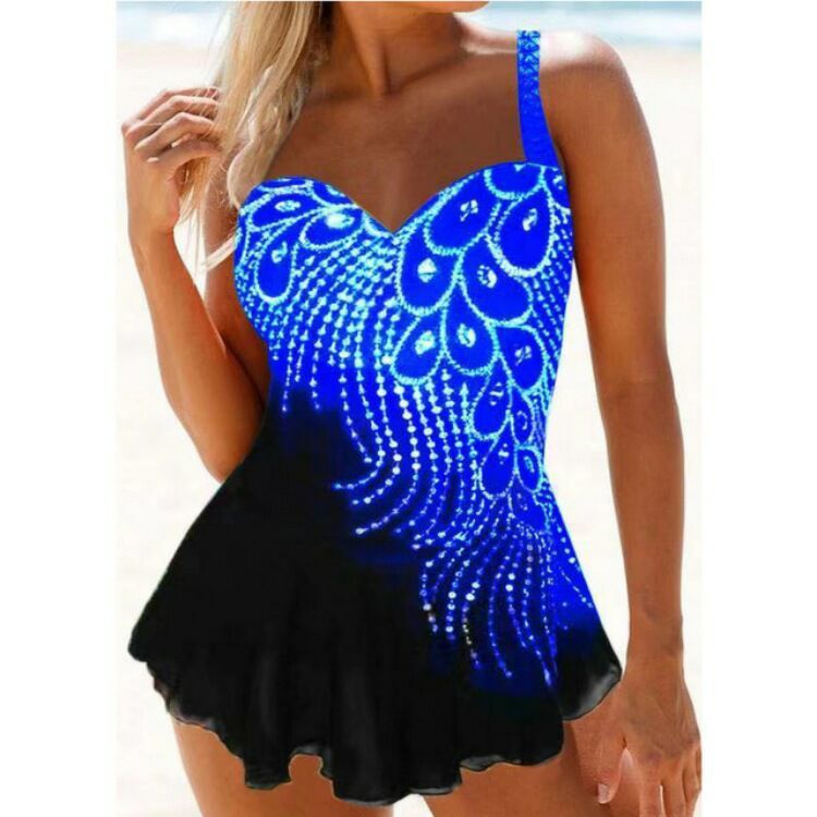 👙 Maillot Grande Taille Femme – Plumes & Fentes Colorées Été 2024