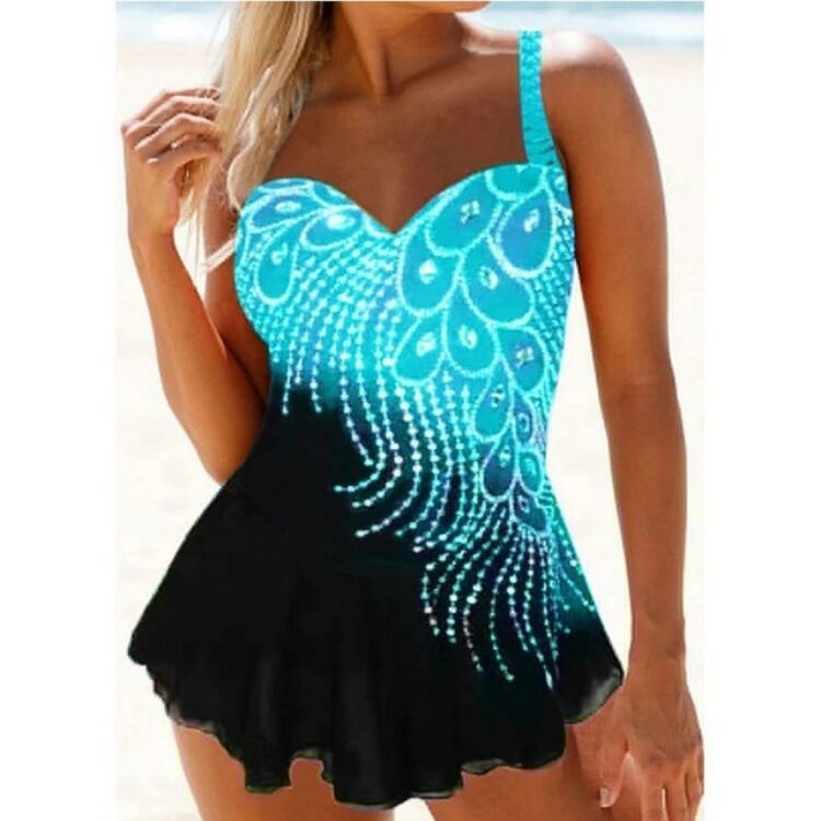👙 Maillot Grande Taille Femme – Plumes & Fentes Colorées Été 2024