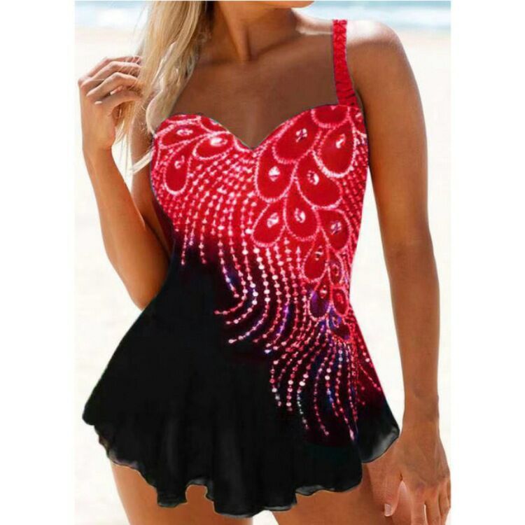 👙 Maillot Grande Taille Femme – Plumes & Fentes Colorées Été 2024