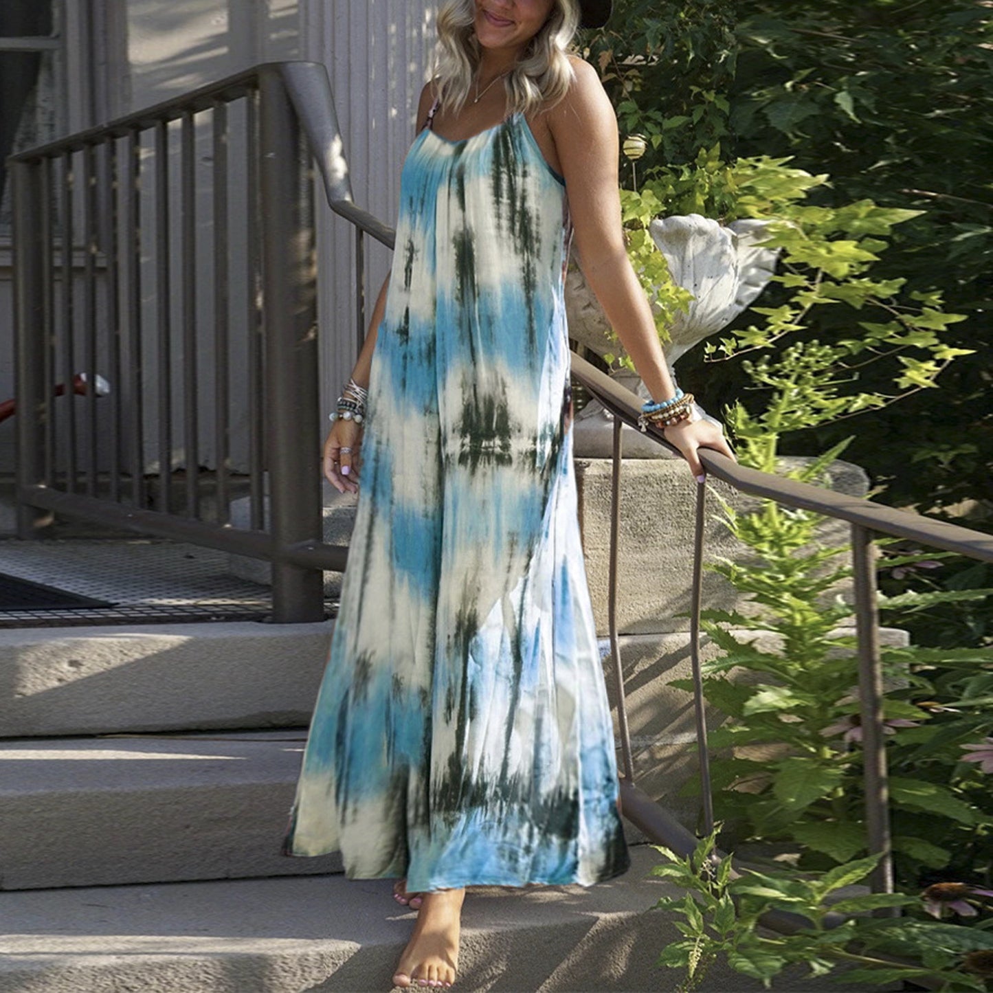 👗 Robe tie-dye rayée grande taille femme – Bretelles & look estival | XL-Charmes