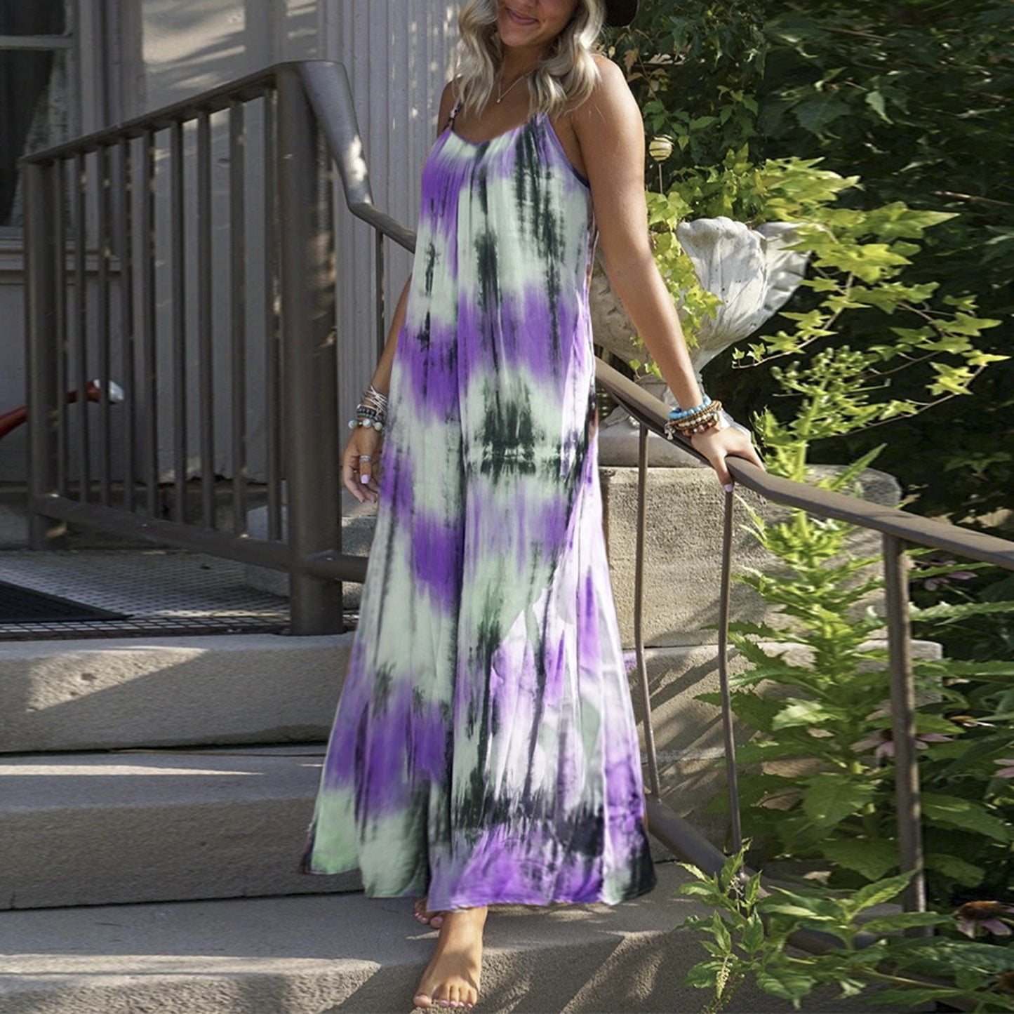 👗 Robe tie-dye rayée grande taille femme – Bretelles & look estival | XL-Charmes