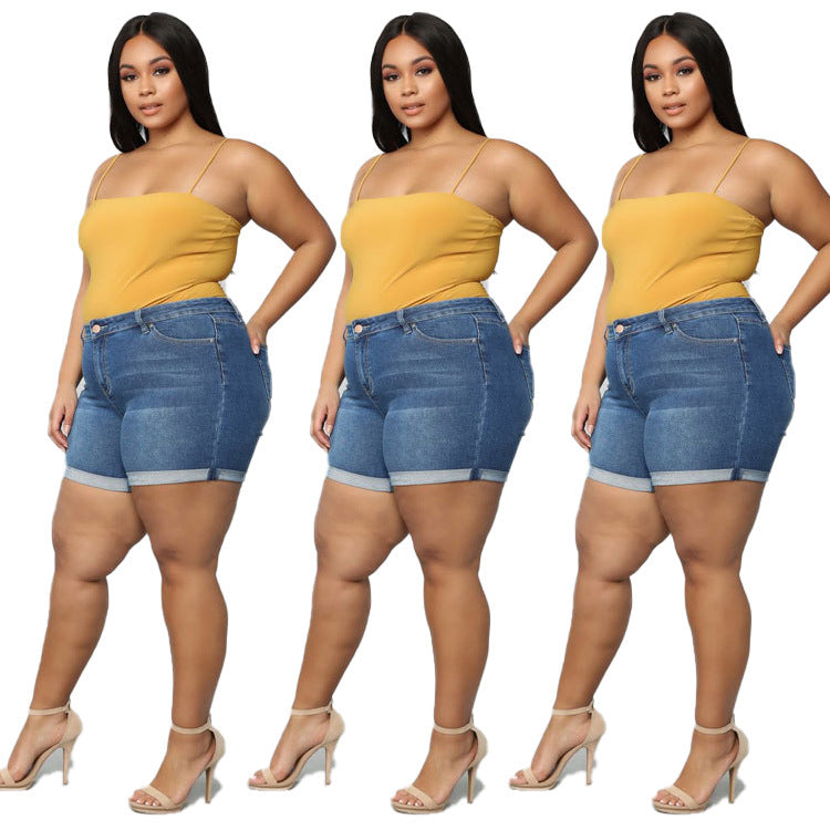 🩳 Short en Jean Extensible – Grande Taille Femme | XL-Charmes