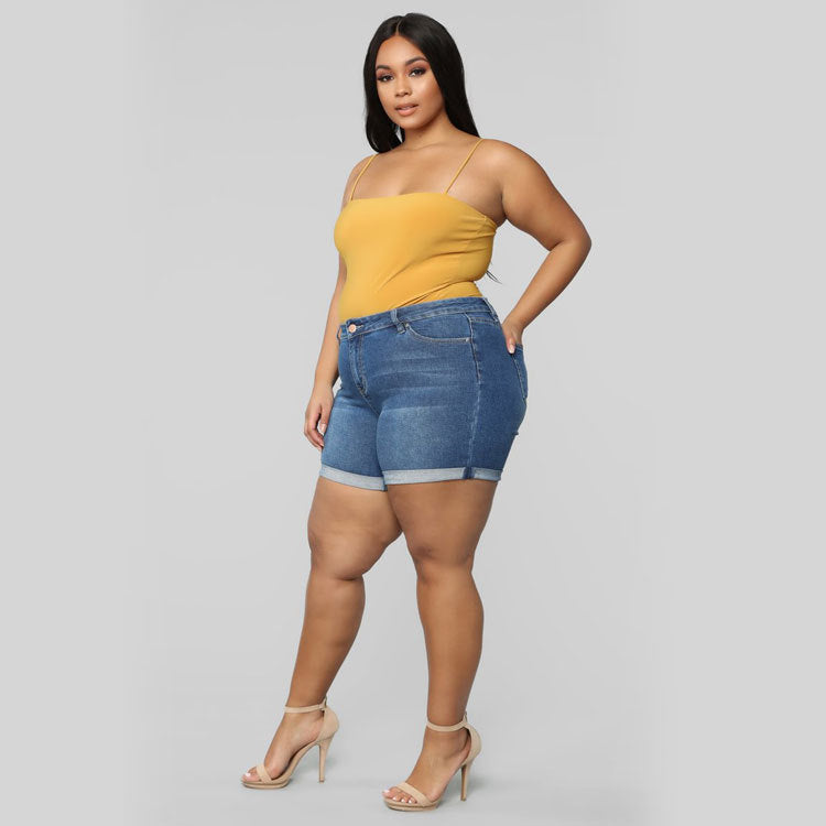 🩳 Short en Jean Extensible – Grande Taille Femme | XL-Charmes