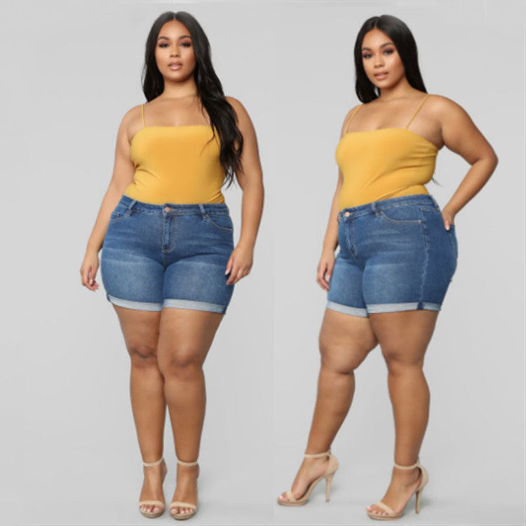 🩳 Short en Jean Extensible – Grande Taille Femme | XL-Charmes