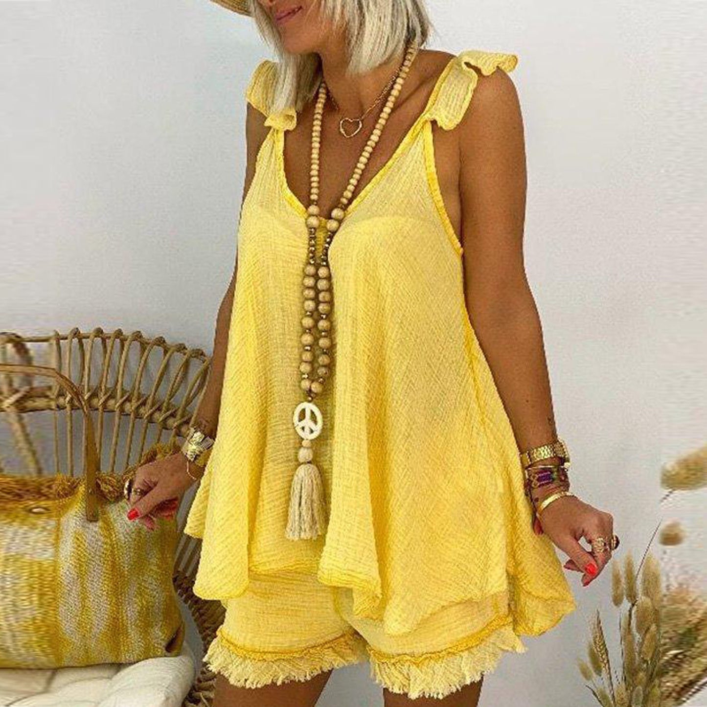 👗 Robe Ample Unie Femme – Grande Taille à Bretelles Été 2024