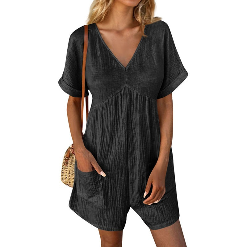 👗 Combinaison Décontractée Femme – Col V & Poches | XL-Charmes