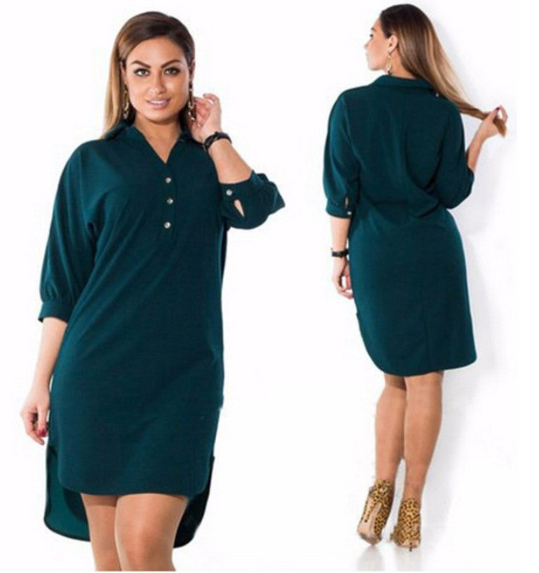 👗 Robe Chemise Irrégulière Grande Taille – Élégante & Ample | XL-Charmes