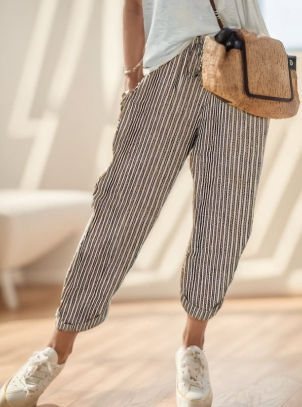👖 Pantalon Large Rayé Femme – Style Élégant & Décontracté | XL-Charmes