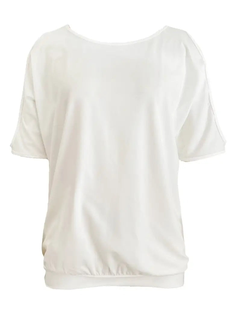 👕 T-shirt Décontracté Col Rond – Épaules Ajourées | XL-Charmes