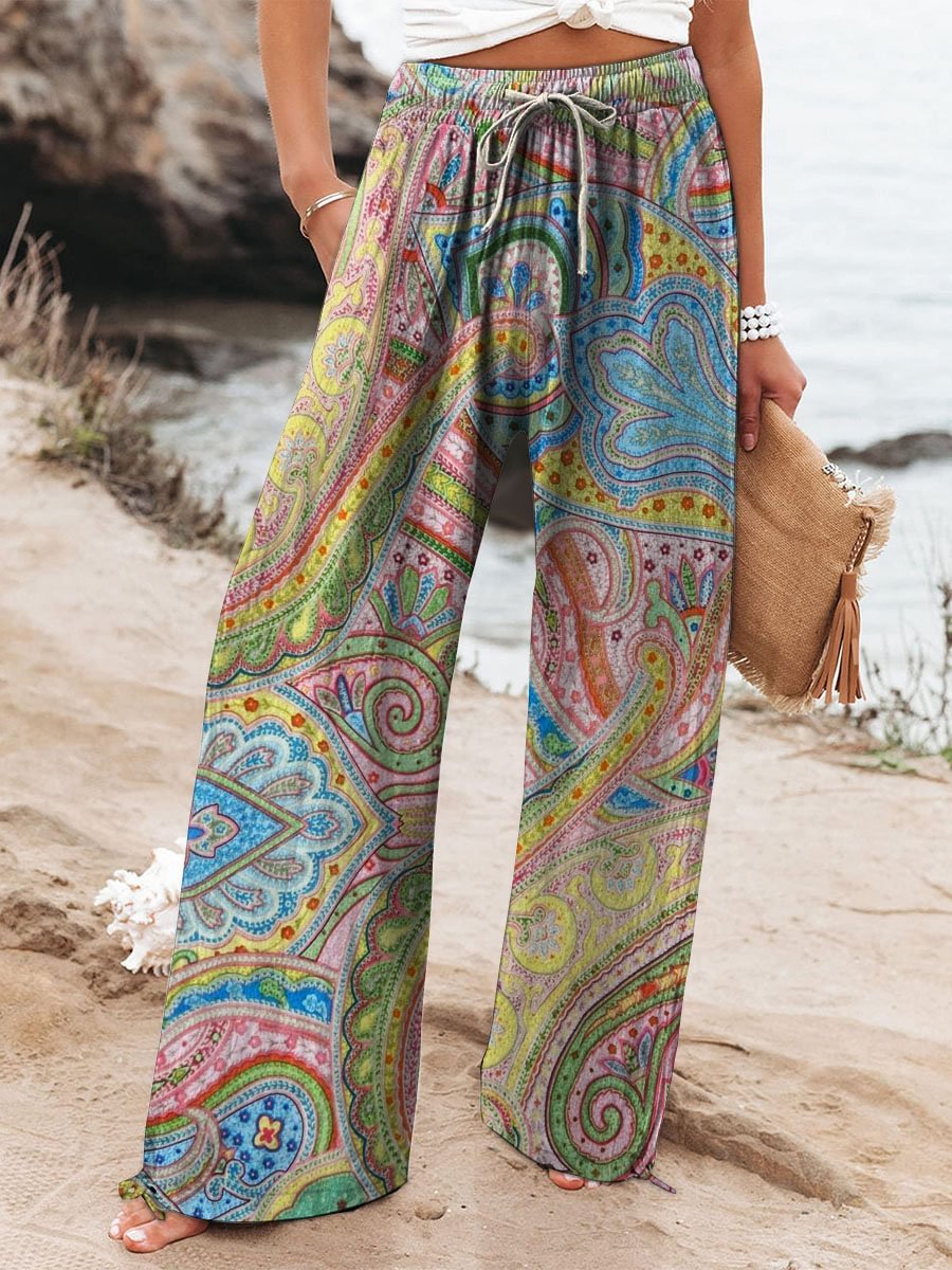 👖 Pantalon Décontracté Femme – Jambes Larges & Imprimé Graffiti | XL-Charmes