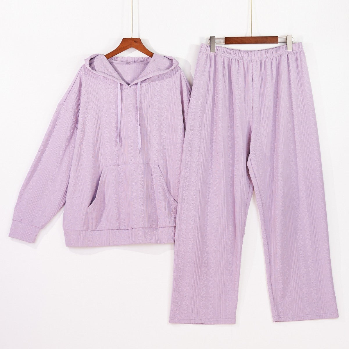 🛌 Pyjama à Capuche Grande Taille – Ensemble Sweat Imitation Coton | XL-Charmes