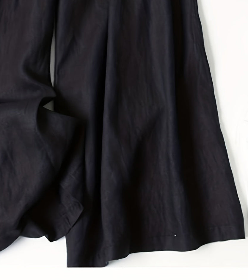 👖 Pantalon Large Taille Haute Femme – Noir Uni & Confort Décontracté | XL-Charmes