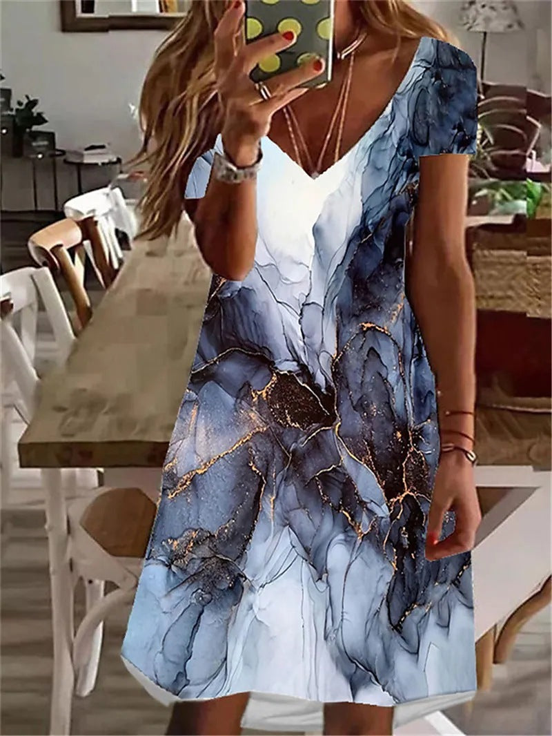 👗 Robe vacances grande taille femme – Col V imprimé chic | XL-Charmes