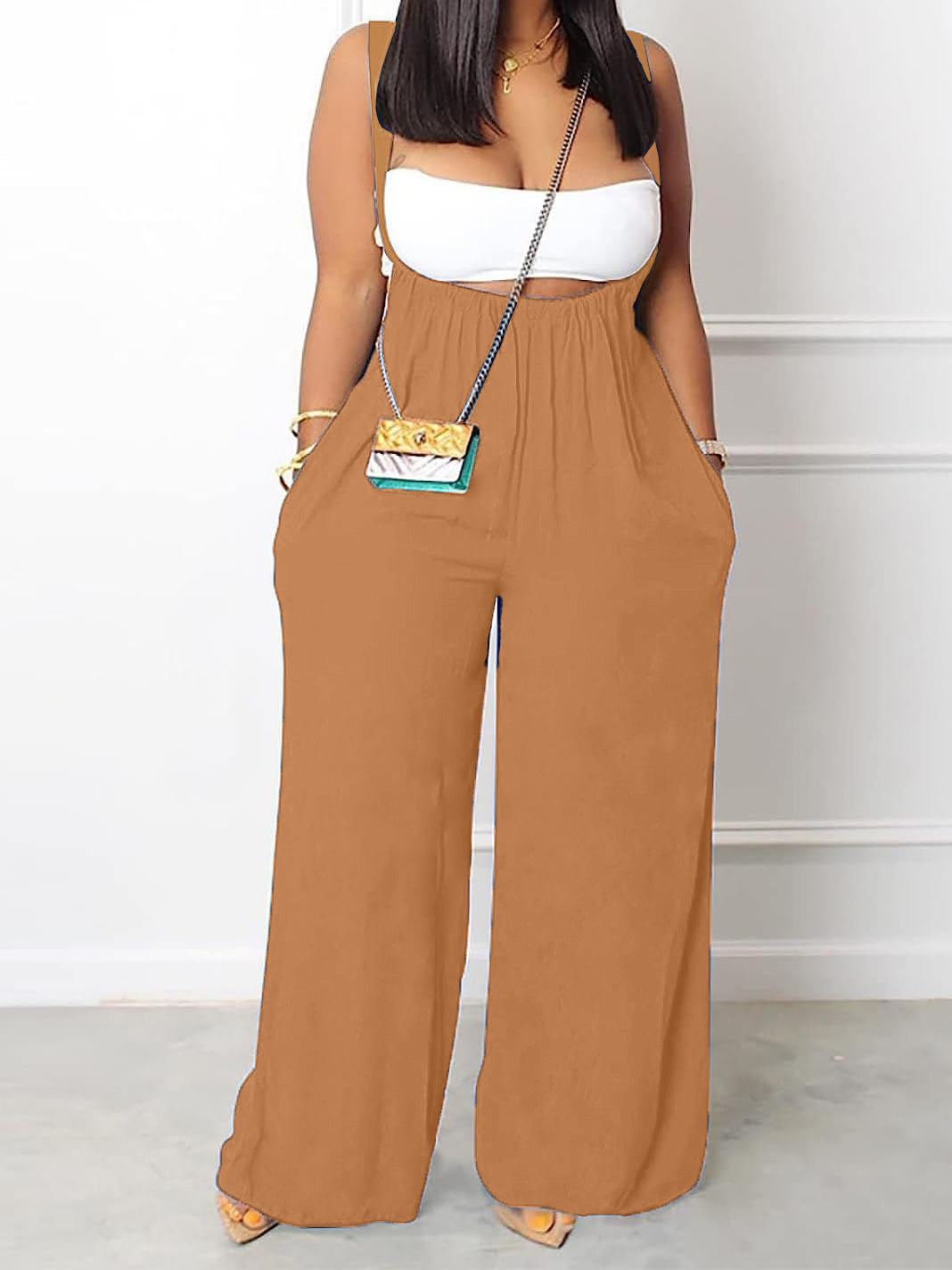 🩳 Salopette Décontractée Grande Taille Femme – Unie avec Poches | XL-Charmes