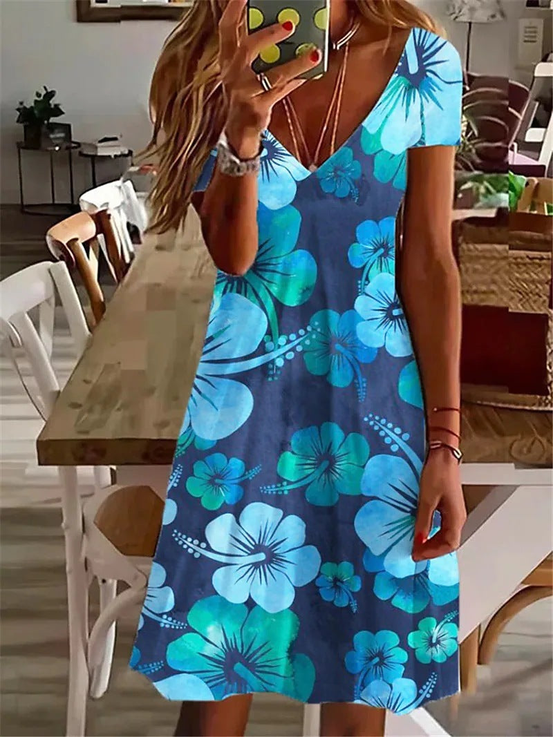 👗 Robe vacances grande taille femme – Col V imprimé chic | XL-Charmes