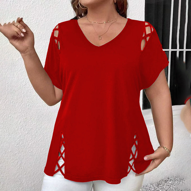 👚 T-shirt Croisé Col V Grande Taille – Élégance & Confort | XL-Charmes
