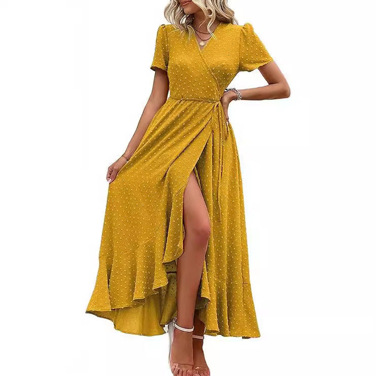 👗 Robe de Plage Plissée à Fente – Été Décontracté Femme | XL-Charmes