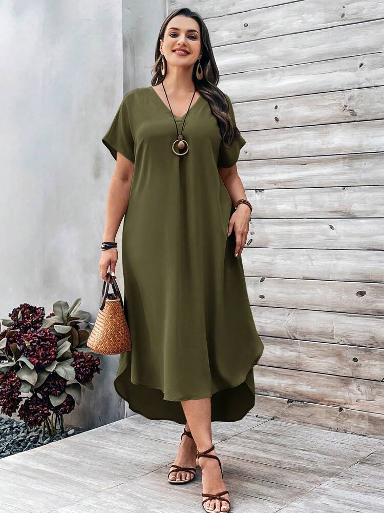 👗 Robe Décontractée Col en V Femme – Élégante & Confortable | XL-Charmes