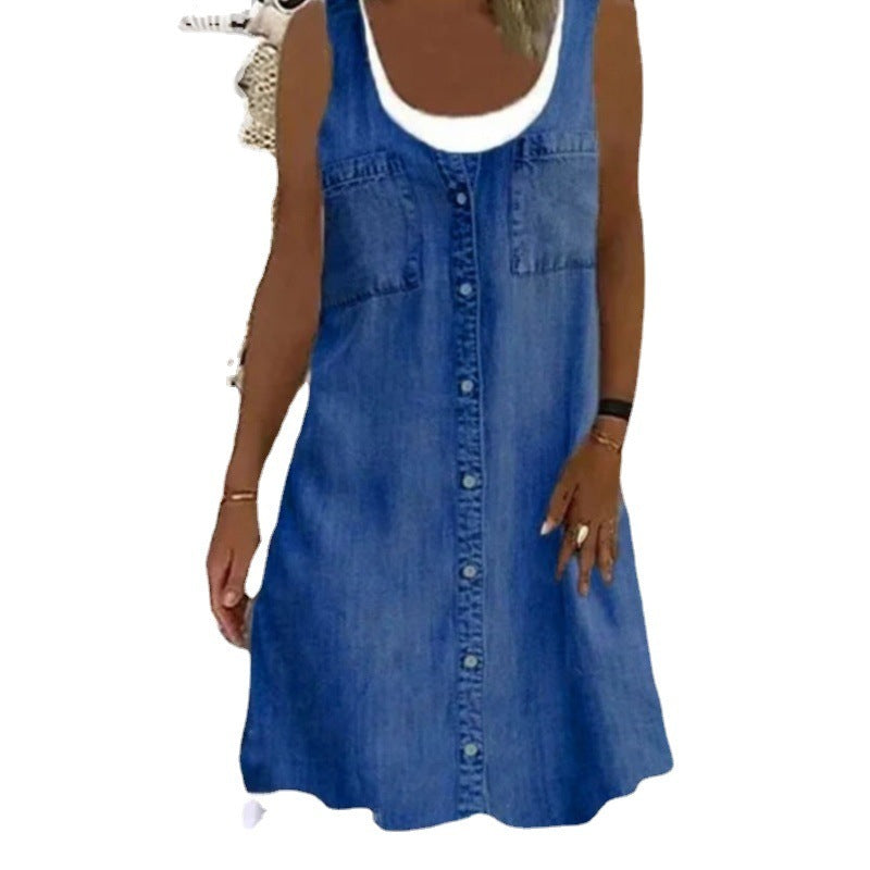 👗 Robe Décontractée Femme – Col Rond & Dos Nu Grande Taille