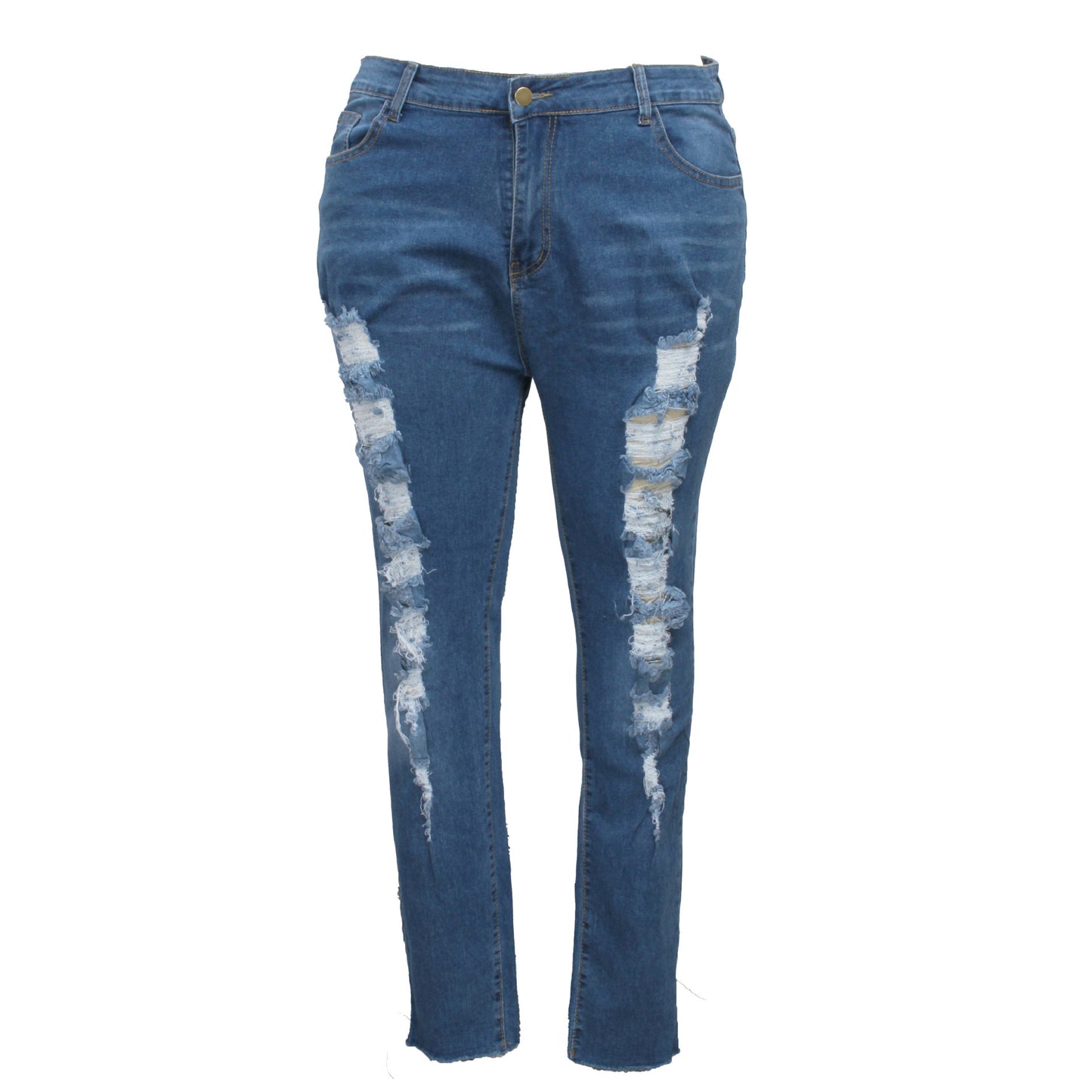 👖 Pantalon Slim Délavé & Déchiré – Jean Crayon Grande Taille Femme | XL-Charmes