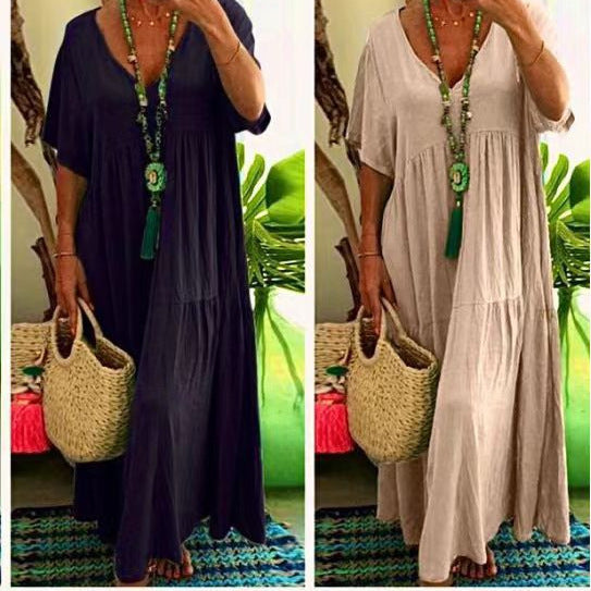 👗 Robe Trapèze Multicolore Grande Taille – Coupe Asymétrique & Style Fluide