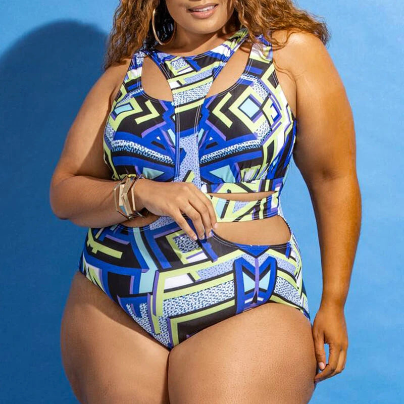 👙 Maillot de Bain Bikini Grande Taille – Imprimé Ethnique | XL-Charmes