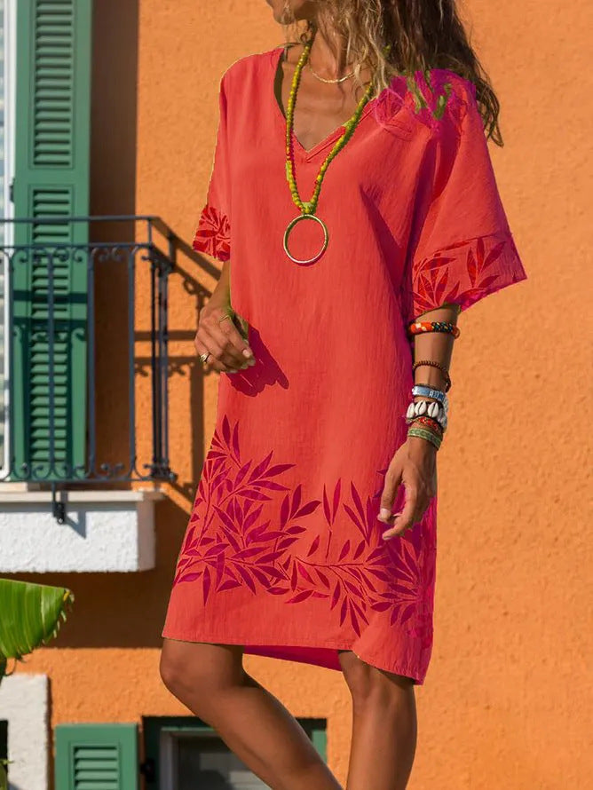 👗 Robe Décontractée Col V – Grande Taille Légère & Tendance | XL-Charmes