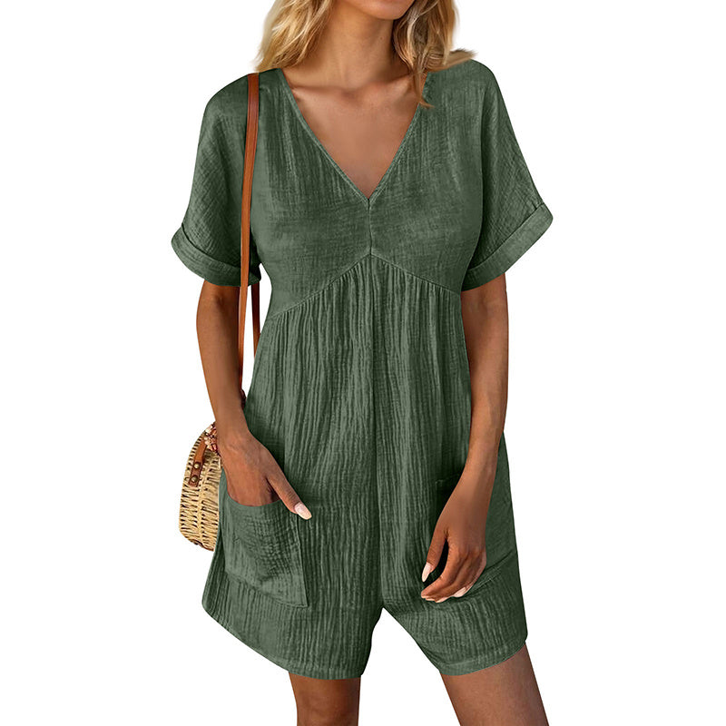 👗 Combinaison Décontractée Femme – Col V & Poches | XL-Charmes