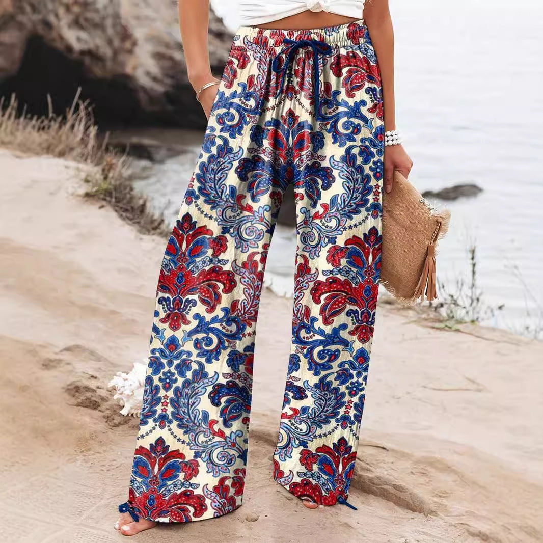 👖 Pantalon Décontracté Femme – Jambes Larges & Imprimé Graffiti | XL-Charmes