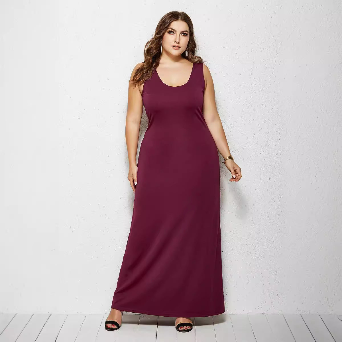 👗 Robe Tricot Grande Taille – Été Chic Col Rond Uni | XL-Charmes