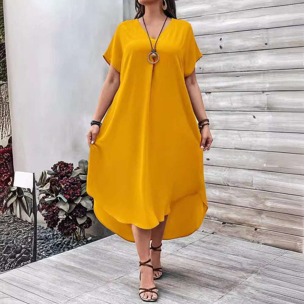 👗 Robe Décontractée Col en V Femme – Élégante & Confortable | XL-Charmes
