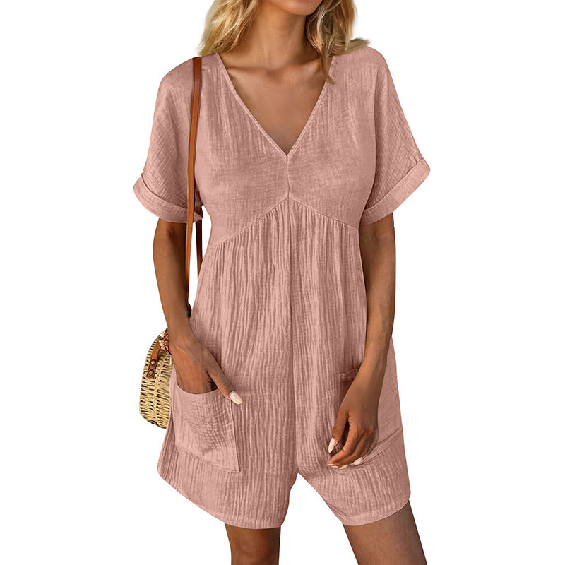 👗 Combinaison Décontractée Femme – Col V & Poches | XL-Charmes