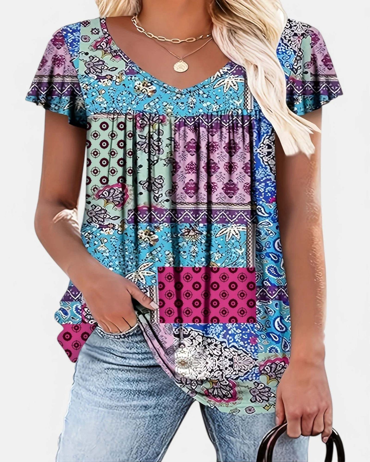 👚 T-shirt Sans Manches Fleuri – Haut d'Été Femme Grande Taille