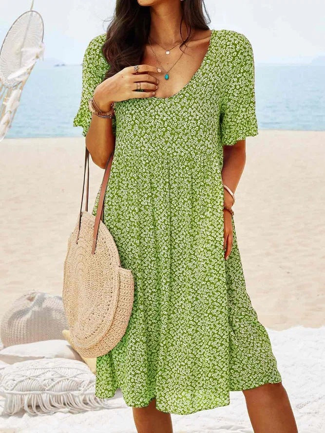 👗 Robe Grande Taille Décontractée à Col V – Coupe Ample et Confortable