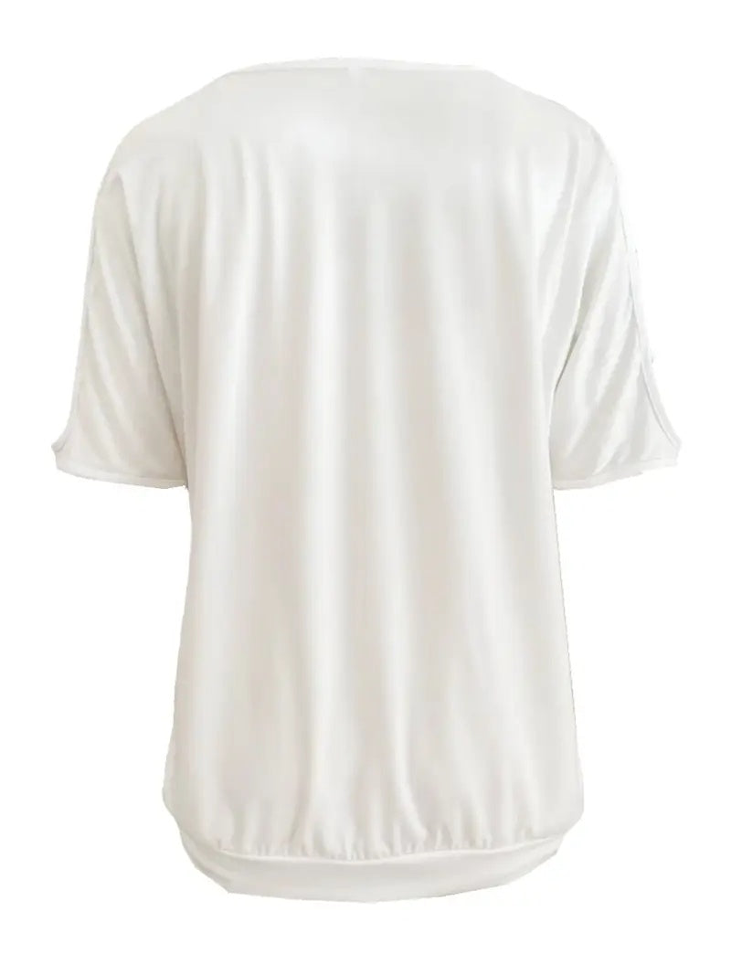 👕 T-shirt Décontracté Col Rond – Épaules Ajourées | XL-Charmes
