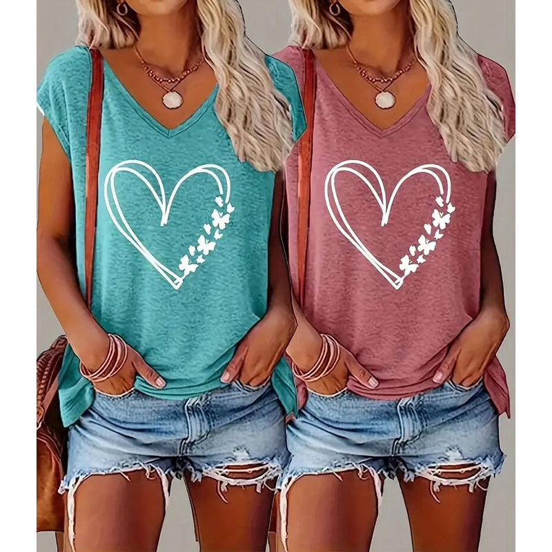 👕 Lot de 2 T-shirts Graphiques Femme – Imprimés Amusants & Décontractés | XL-Charmes