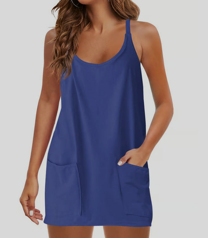 ☀️ Ensemble Décontracté Été Femme – Caraco + Short avec Poches