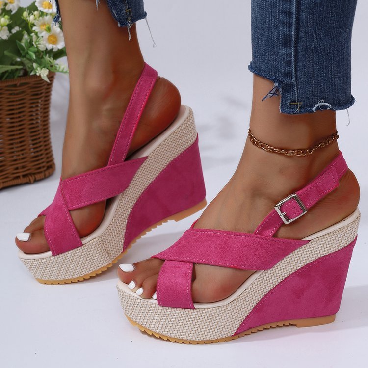 👡 Sandales Compensées Femme – Plateforme Denim Grande Taille Été 2024