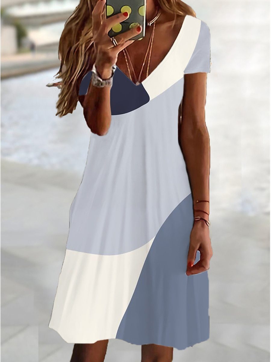 👗 Robe Été Col V & Manches Courtes – Grande Taille & Look Décontracté | XL-Charmes